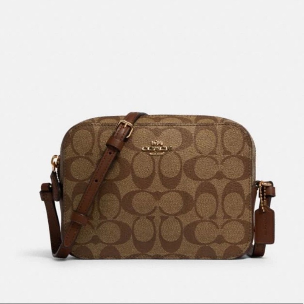 Coach mini camera bag in signature canvas